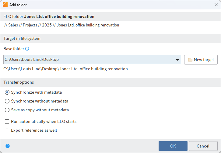 'Add folder' dialog box