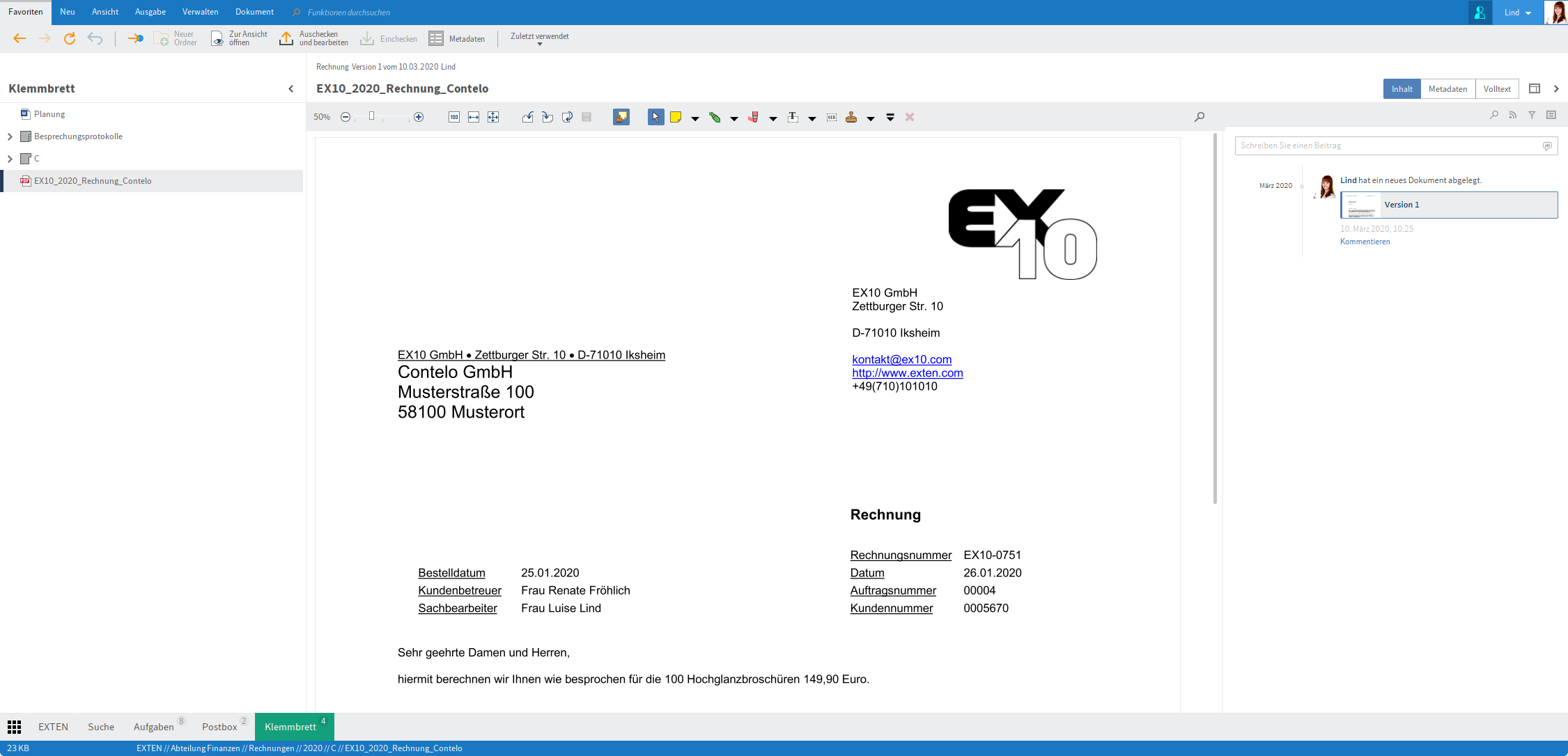 Funktionsbereich 'Klemmbrett'