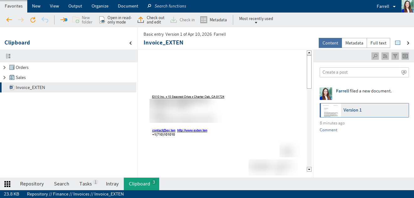 'Clipboard' work area