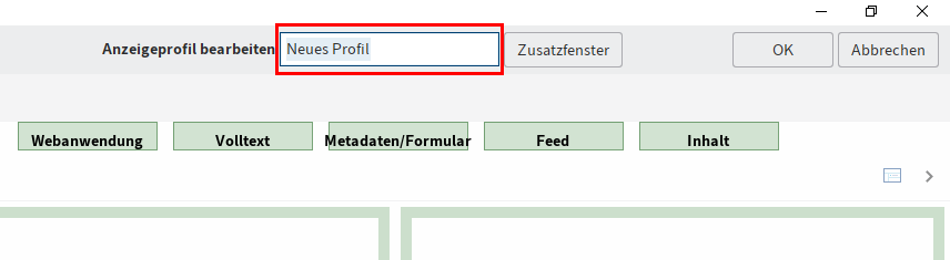 Namen für Anzeigeprofil festlegen