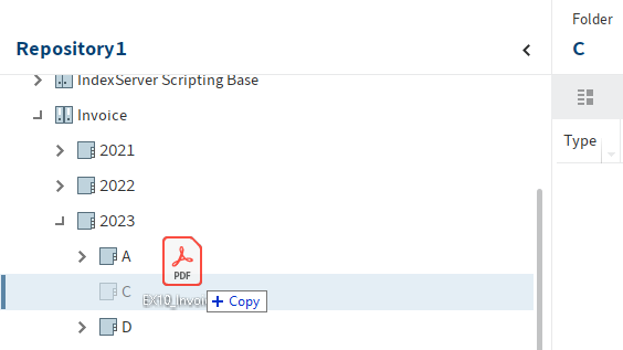 File a document to a folder with drag-and-drop