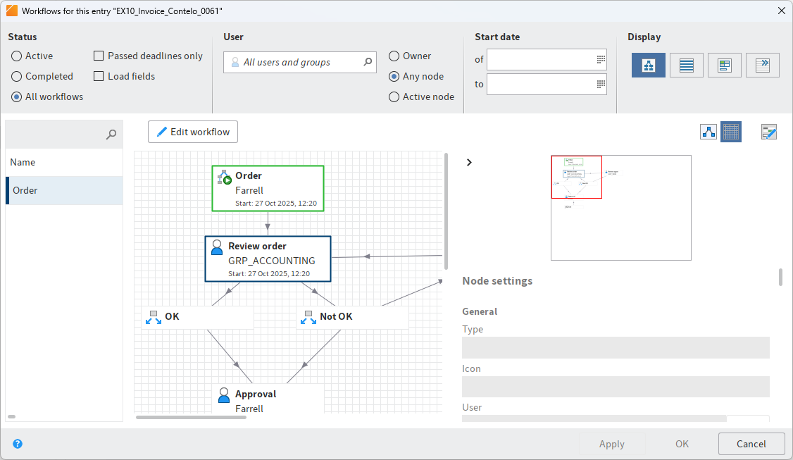 Workflows for this entry