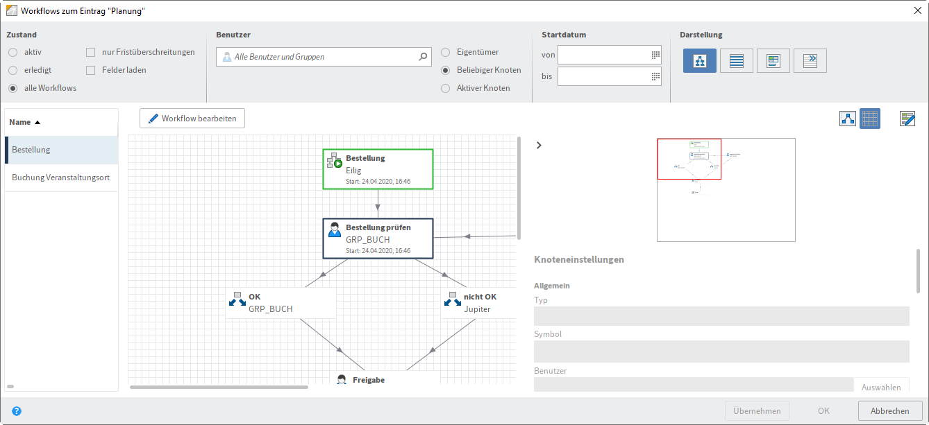 Workflows zum Eintrag