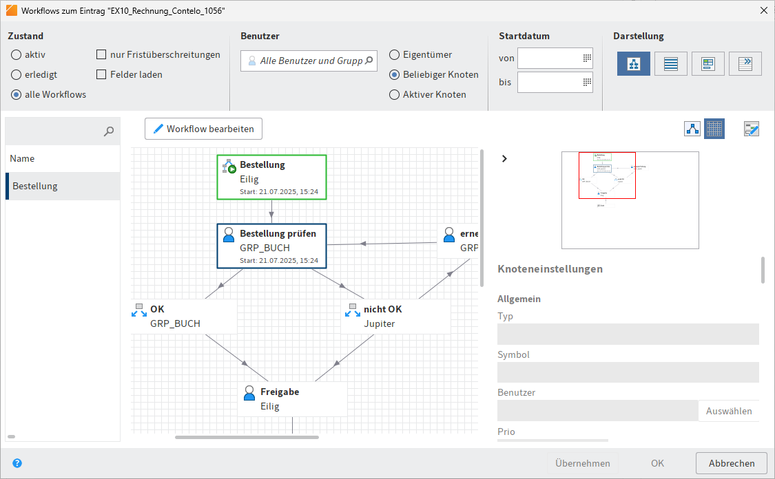 Workflows zum Eintrag