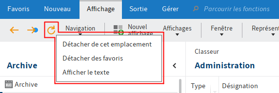 Fonctions dans le menu contextuel 