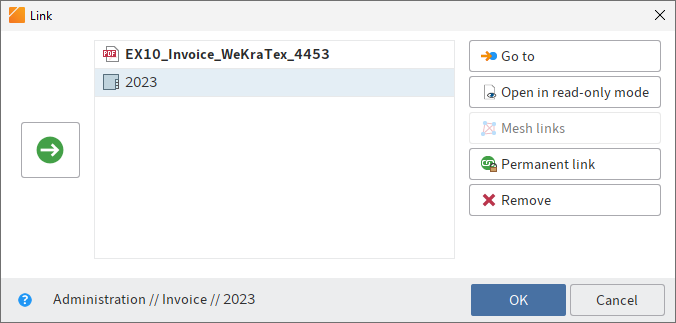 'Link' dialog box