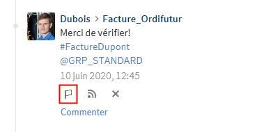 Article dans le fil d'actualité; bouton 'Marquer comme important'