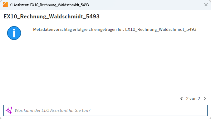 Meldung über erfolgreiche Eintragung der Daten in das Formular