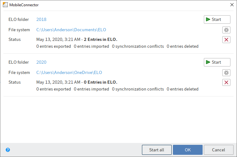 'Folder synchronization' dialog box