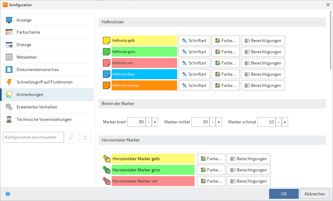 Konfiguration; Anmerkungen