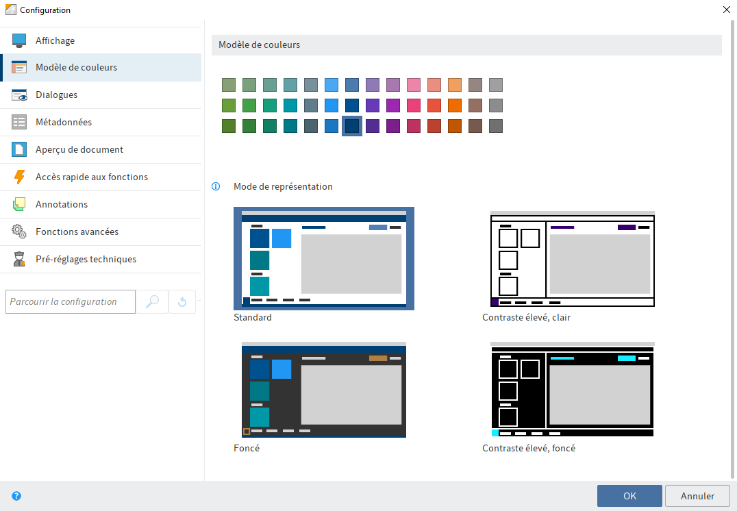 Configuration, schéma de couleurs