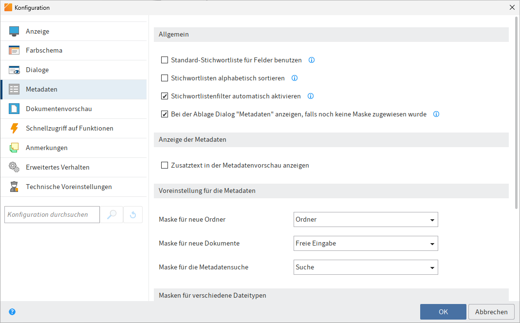Konfiguration; Metadaten