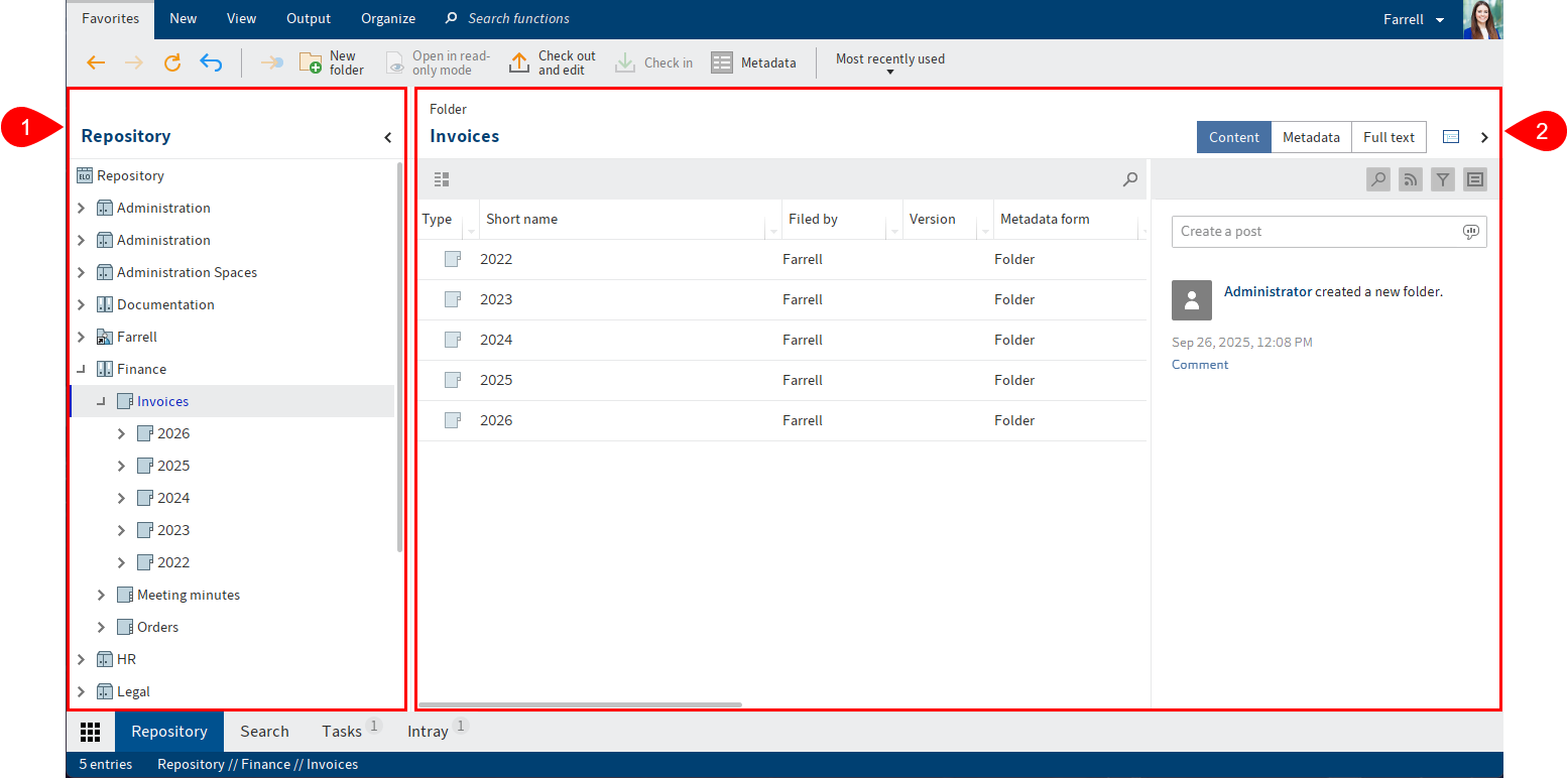 'Repository' work area