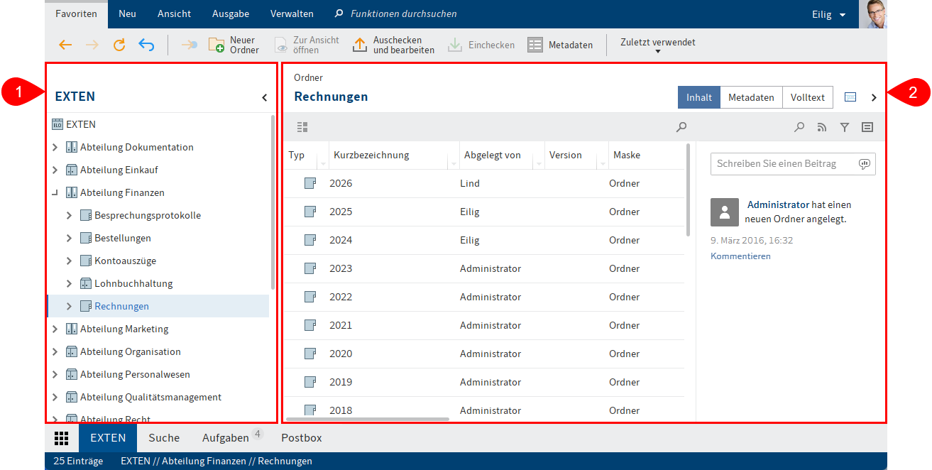 Funktionsbereich 'Ablage'
