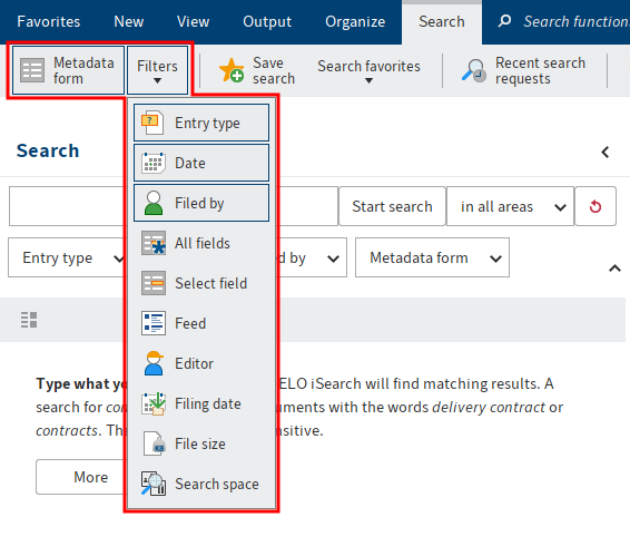Search filters with gray border are enabled