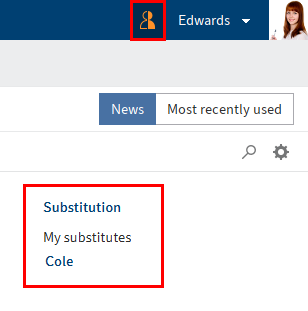 Orange person icon on the ribbon, 'Substitutes' area in 'My ELO' with the text 'My substitutes: Anderson'