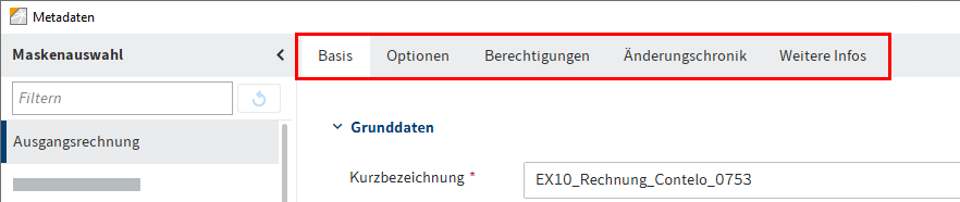 Tabs im Dialog 'Metadaten'