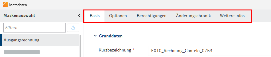 Tabs im Dialog 'Metadaten'