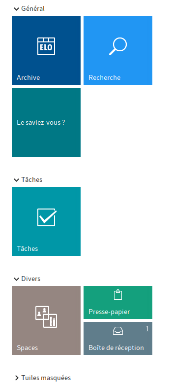 Section des tuiles avec plusieurs tuiles
