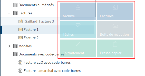 Section 'Dépôt'; superposition des tuiles pour une entrée marquée