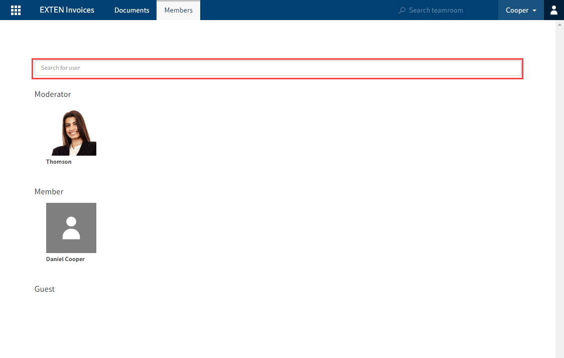 Search bar on the 'Members' tab