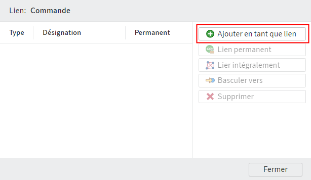 Bouton 'Ajouter en tant que lien'