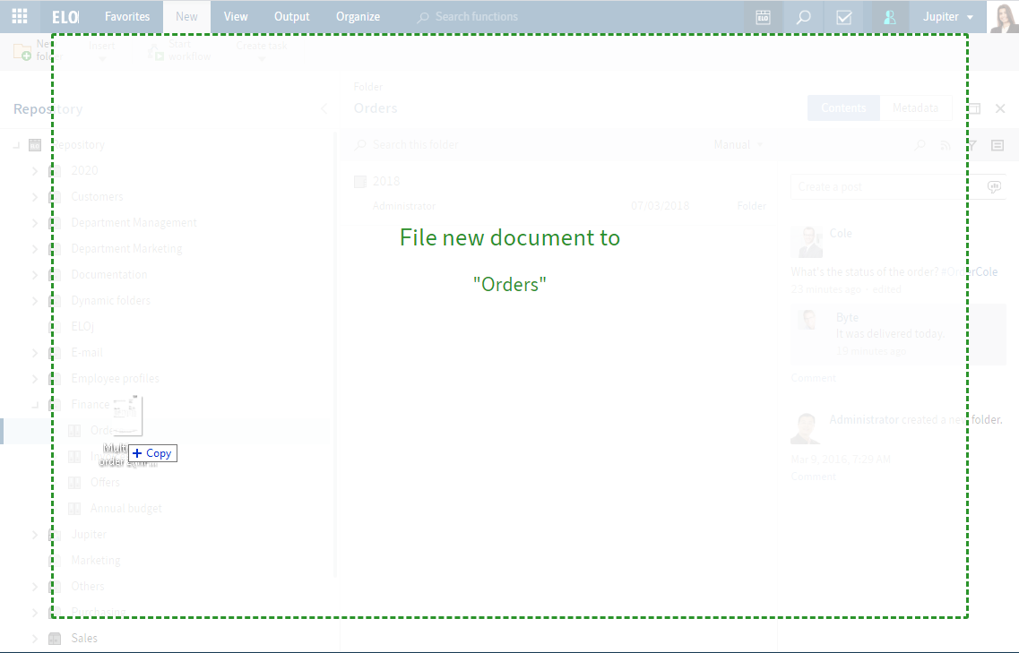 File document with drag-and-drop