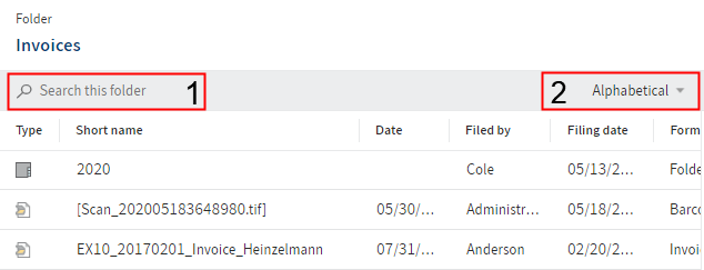 Folder contents