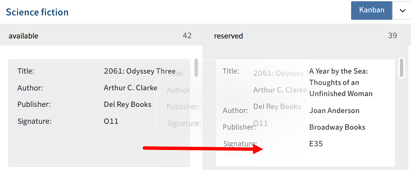 An entry is dragged with the mouse from the 'available' column to the 'reserved' column
