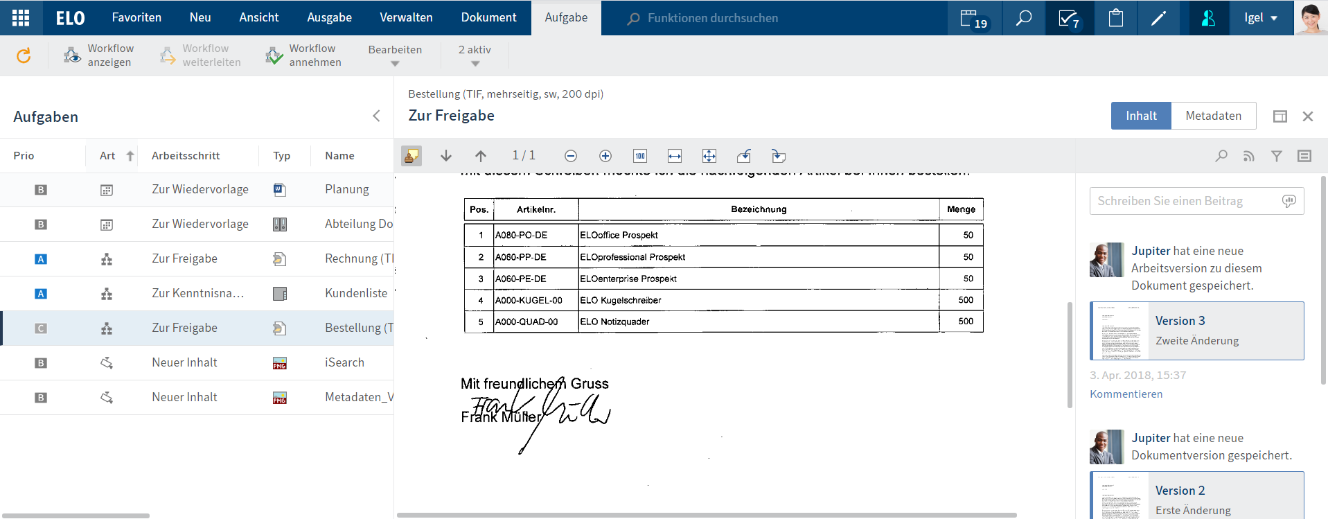 Aufgabe mit Anzeigebereich