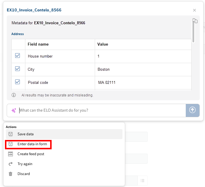 Assigning values to fields of the invoice