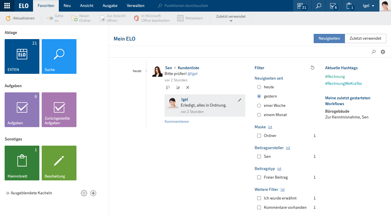 Funktionsbereich 'Mein ELO'
