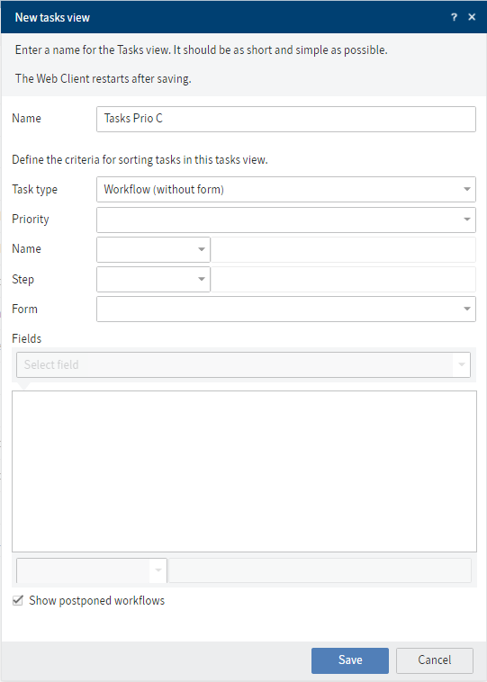 'View' tab | ELO Web Client