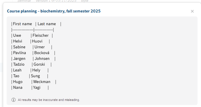 Response of the ELO Assistant in the format requested