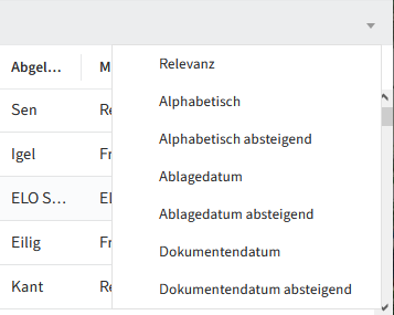 Ergebnisse sortieren
