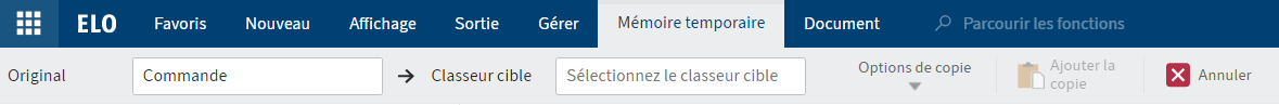 Onglet 'Mémoire temporaire'