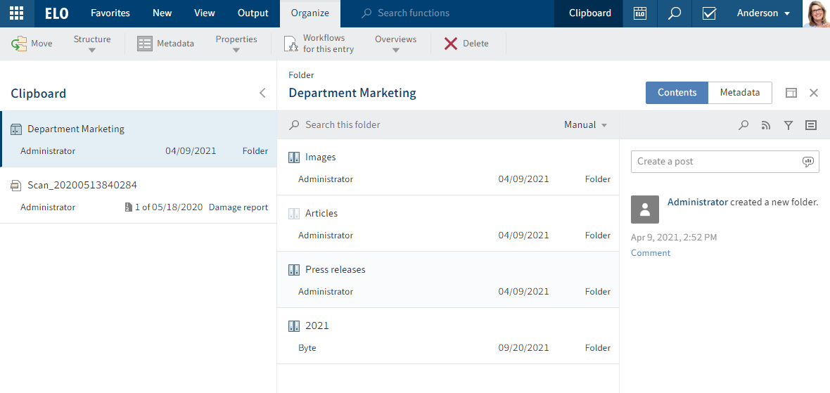 'Clipboard' work area
