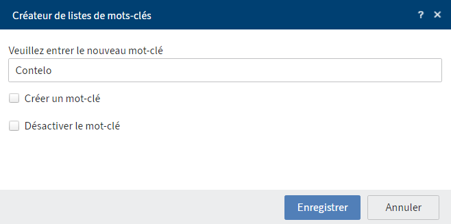 Editeur de listes de mots-clés
