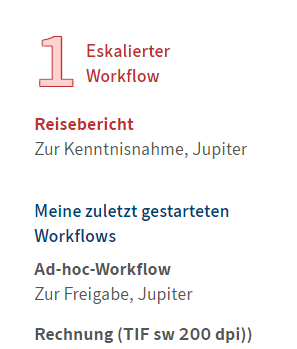 Bereich 'Eskalierte Workflows'