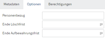 Tab 'Optionen'; Felder für Personenbezug