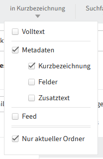 Menü 'In X Bereichen'