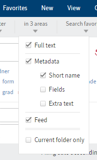 'In x areas' menu