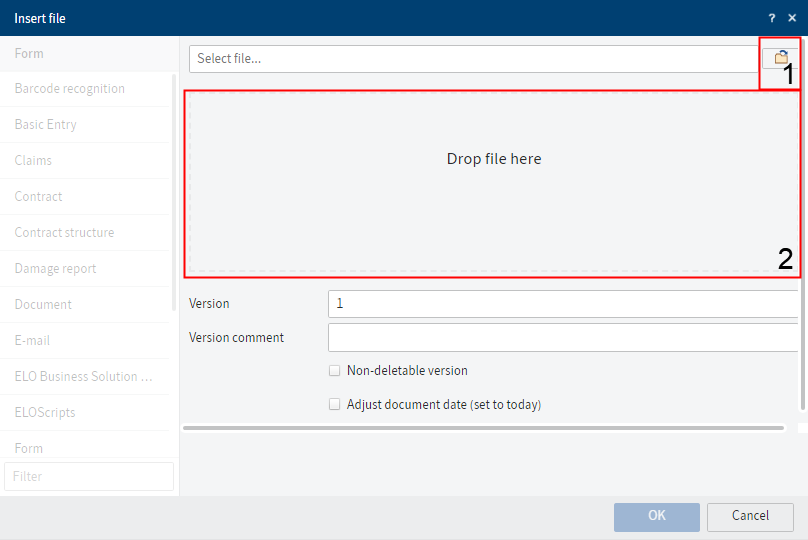 'Insert file' dialog box