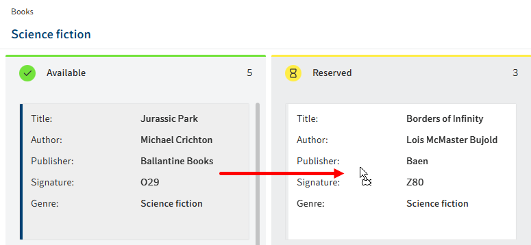 An entry is dragged with the mouse from the 'available' column to the 'reserved' column