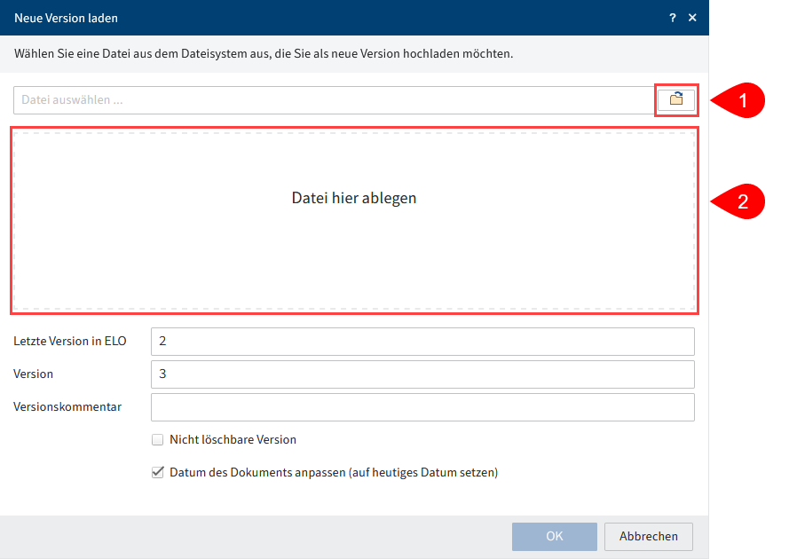 Dialog 'Neue Version laden'