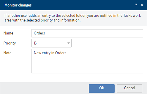'Monitor changes' dialog box
