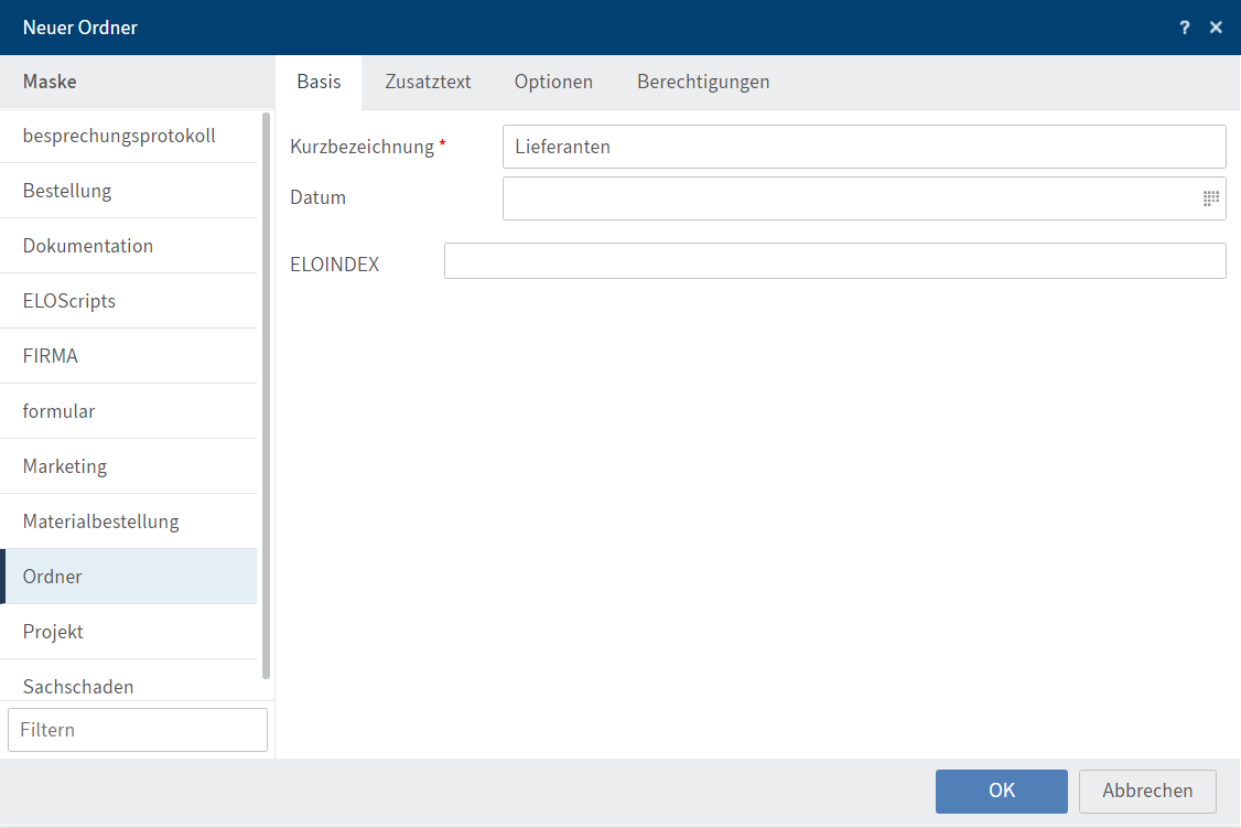 Dialog 'Neuer Ordner'