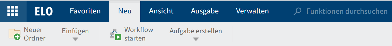 Menüband; Tab 'Neu'