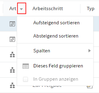 Aufgaben sortieren