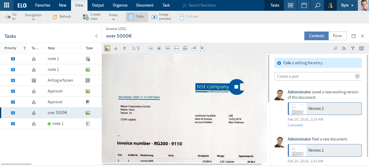 Task with viewer pane